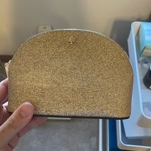 NWT Kate spade glitter gold pouch